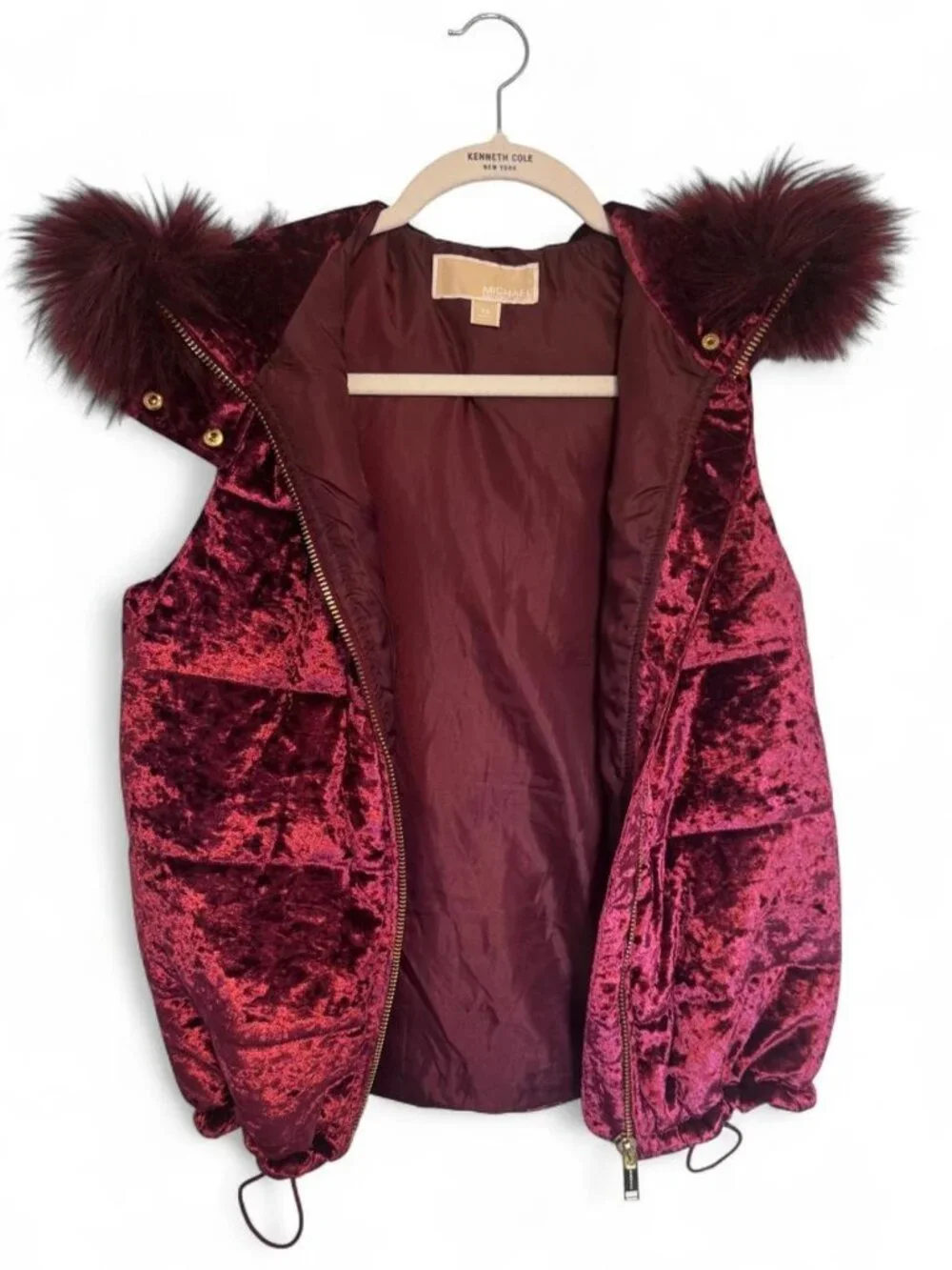 Michael Kors hooded velour puffer vest